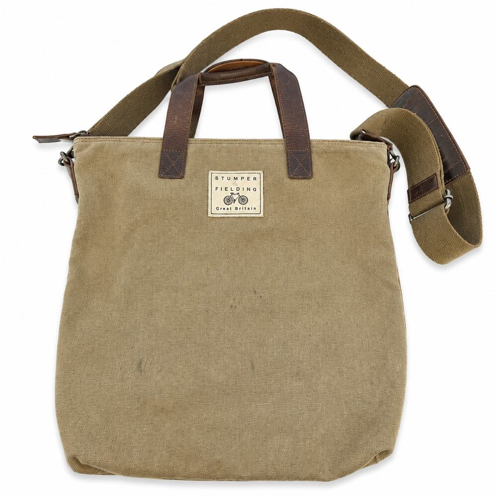 Stumper Fielding Great Britain Canvas Tote Crossbody Bag Tan Brown
